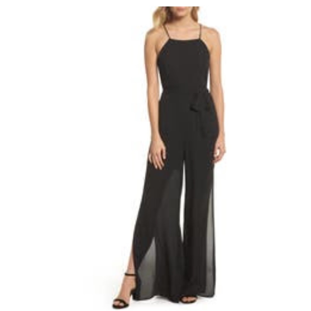 Forest Lily Wide Leg Halter Jumpsuit, Size 10